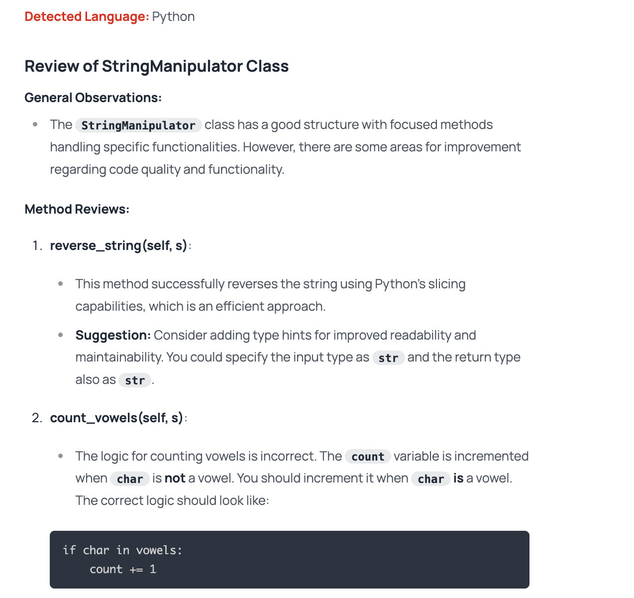 Code Review Results